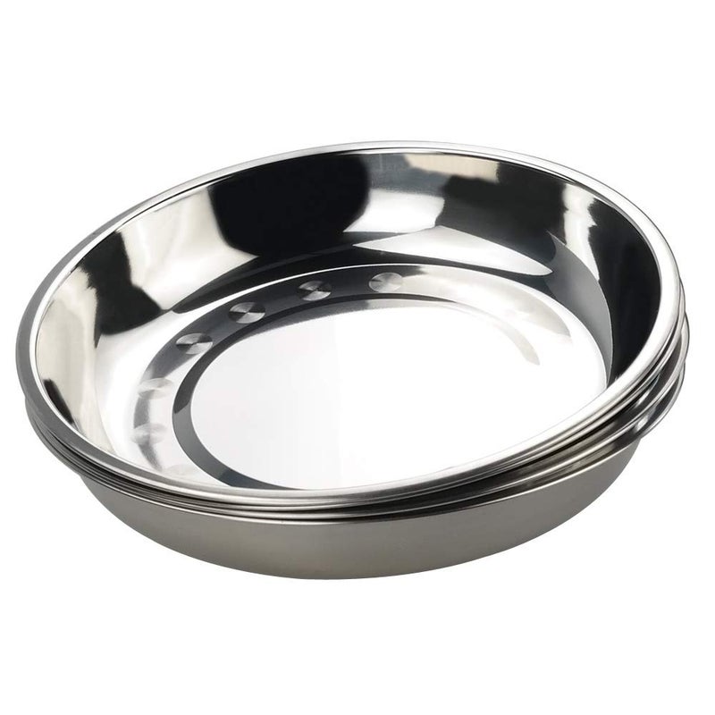 Hommp 4-Pack 10 INCHES Stainless Steel Round Plate/Camping Metal Dinner Plates - Image 1
